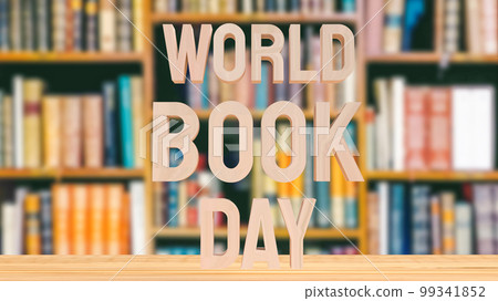 The world book day text on library background for holiday concept 3d rendering 99341852