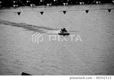 A galloping boat black and white photo 99342513