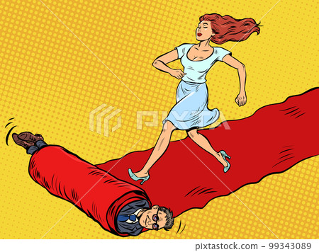 Woman hero on the red carpet of the film premiere. The winner goes ahead 99343089