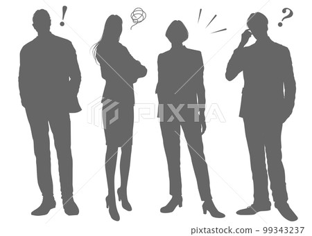 Male businessman and female businesswoman full body front silhouette set Male businessman and female businesswoman full body front silhouette set 99343237