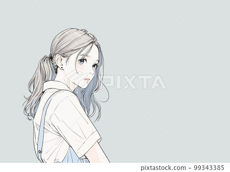 一位年輕女性的水彩插圖“人工智能生成的圖像” 99343385