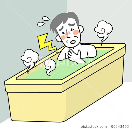 Senior man having heat shock while bathing Senior man having heat shock while bathing 99343463