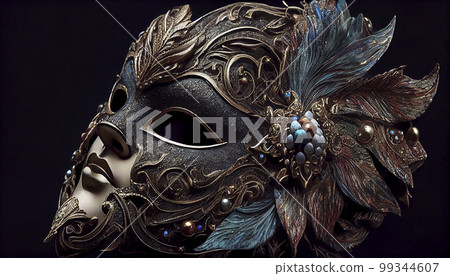 Traditional colorful mask from at Venice Carnival (Carnevale di Venezia), celebration concept. Generated AI 99344607
