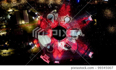 Drone image of the most crowded concert of turkey in celebration of the 100th anniversary of the liberation of izmir 99345007