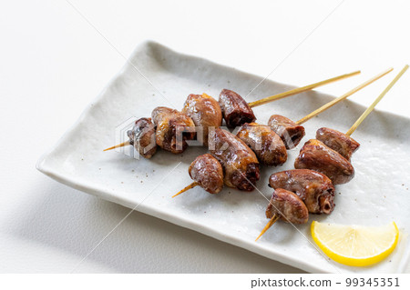 Grilled chicken skewer heart 99345351