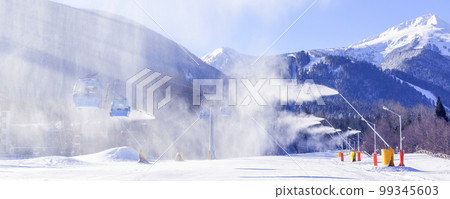 Ski resort Bansko, Bulgaria, gondola cable car Ski resort Bansko, Bulgaria, gondola cable car 99345603