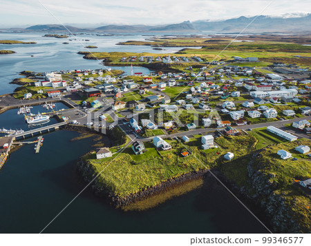 Stykkisholmur a small fishing town in Iceland with colorful houses on a sunny day 99346577