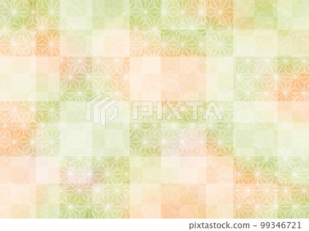 Japanese paper background with grid and hemp leaf pattern 99346721