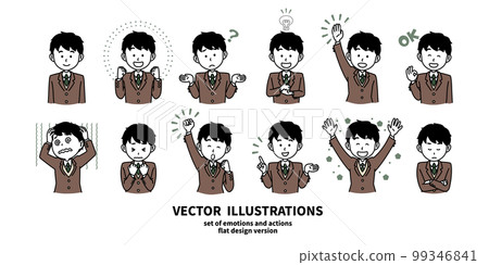 Illustration set of facial expressions and gestures Boys in blazers Illustration set of facial expressions and gestures Boys in blazers 99346841