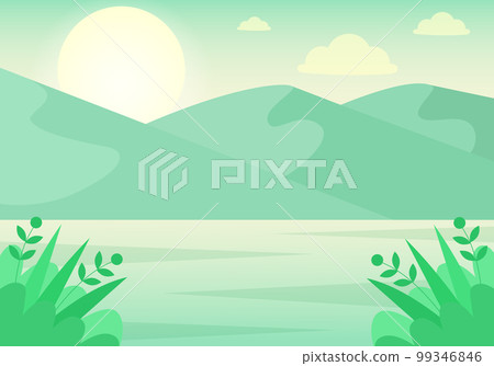 Mountain landscape with lake. Panorama of summer beautiful nature. Mountain landscape with lake. Panorama of summer beautiful nature. 99346846