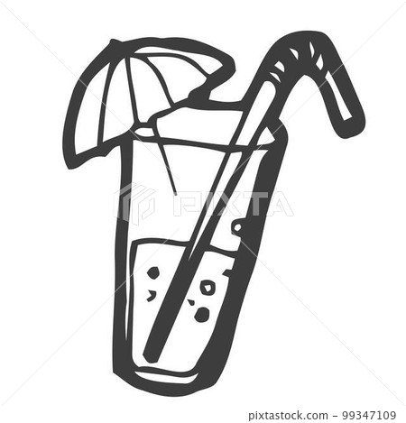 Cocktail. Hand drawn vector illustration. Line art style isolated isolated on white background. 99347109