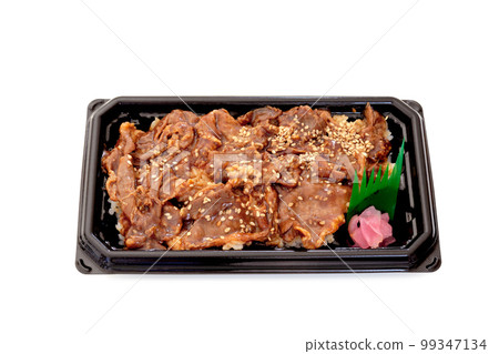 Takeaway, grilled beef ribs yakiniku lunch box [white background/clipping] 99347134
