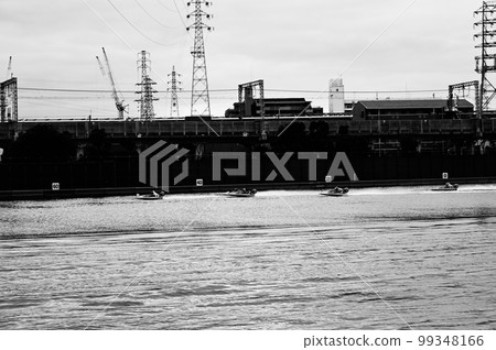 A galloping boat black and white photo 99348166