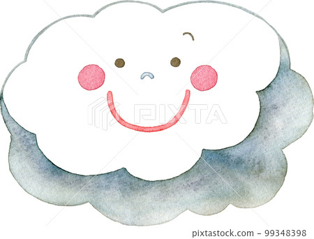 看起來像是要下雨的雲人物(微笑)的水彩插圖(多雲/雨雲) 看起來像是要下雨的雲人物(微笑)的水彩插圖(多雲/雨雲) 99348398