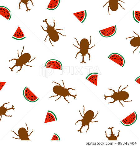 Simple beetle and watermelon Japanese pattern, 99348404