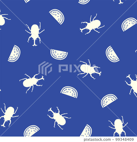 簡單的甲殼蟲和西瓜日式圖案， 99348409