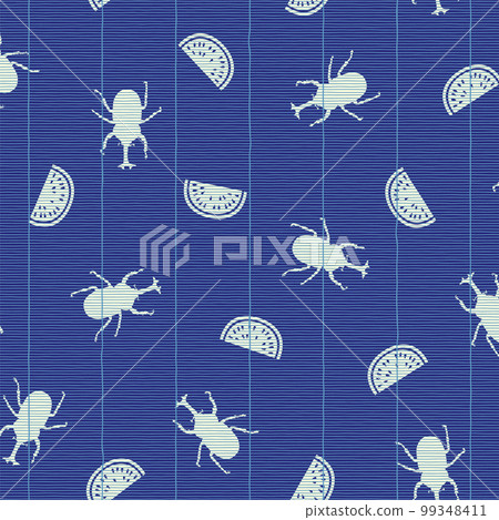 Simple beetle and watermelon Japanese pattern, 99348411