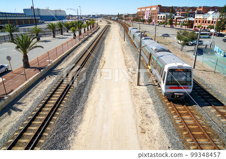 Transperth, a train seen from the footbridge in Fremantle 99348457