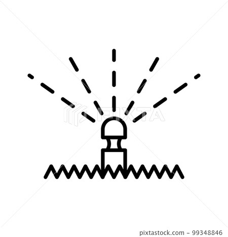 Garden sprinkler icon. Automatic lawn watering system. Sprinkler irrigation. Garden sprinkler icon. Automatic lawn watering system. Sprinkler irrigation. 99348846