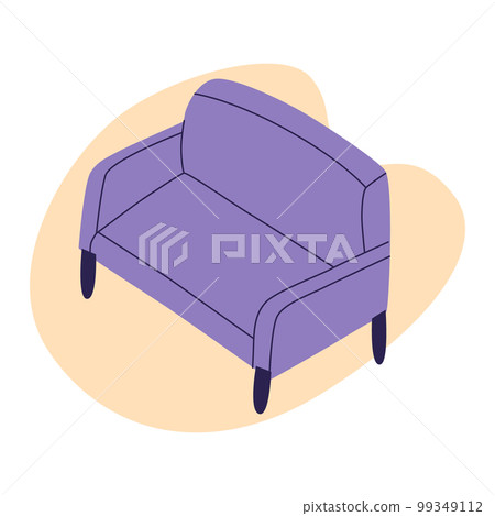 Sofa, comfortable couch seat. Vector flat furniture illustration, isolated on a white background Sofa, comfortable couch seat. Vector flat furniture illustration, isolated on a white background 99349112