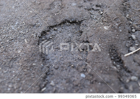 Shoe footprints on the muddy ground Shoe footprints on the muddy ground 99349365