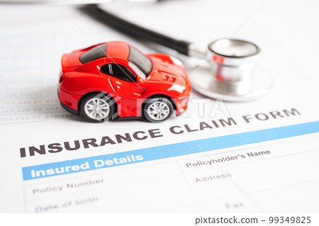 Stethoscope on Insurance claim accident car form, Car loan, insurance and leasing time concepts. Stethoscope on Insurance claim accident car form, Car loan, insurance and leasing time concepts. 99349825