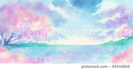 櫻花風景背景新學期新年畢業入學新生活 99349868