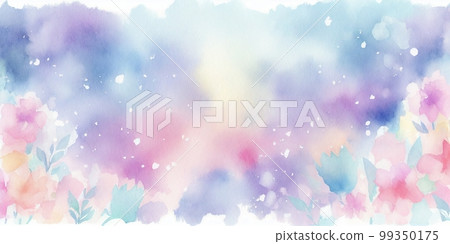 Natural landscape, watercolor painting, rainy season, hydrangea, hydrangea, background material, 99350175