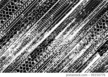 Diagonal black tire tread print or car track with grunge effect seamless pattern Diagonal black tire tread print or car track with grunge effect seamless pattern 99350776