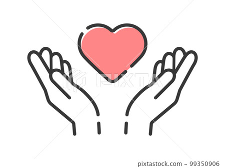 一個人雙手握著粉紅心的圖標-愛、愛和心理健康的圖像材料 99350906