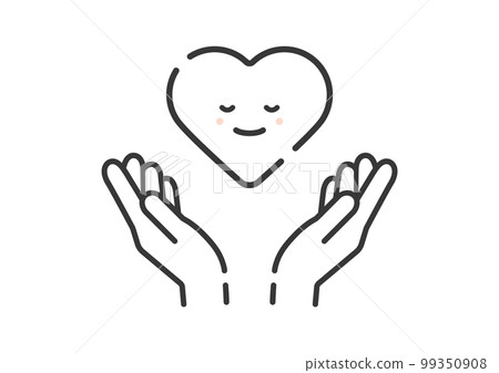 一個人雙手捧著一顆微笑的心的圖標-愛、籌款和支持的圖像材料 99350908