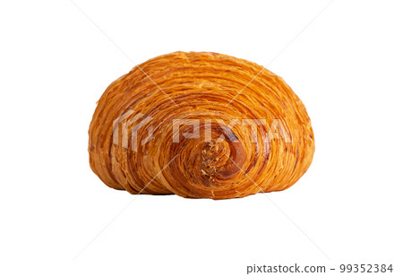 French baked twisted roll of croissant, Fresh sweet dough bakery, bun isolated on white background 99352384