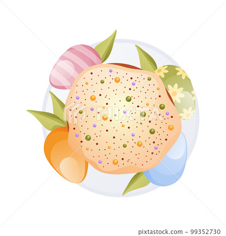 Top view of Easter plate. Isolated vector icon or clipart. 99352730