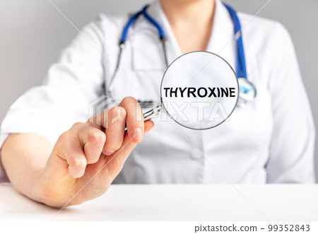Thyroxine hormone, word for thyroid gland secret 99352843