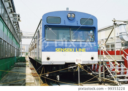 Senseki Line 103 series trains stopping at the rolling stock factory 99353228