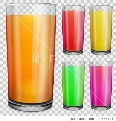 Transparent glasses with opaque colored juice 99353581
