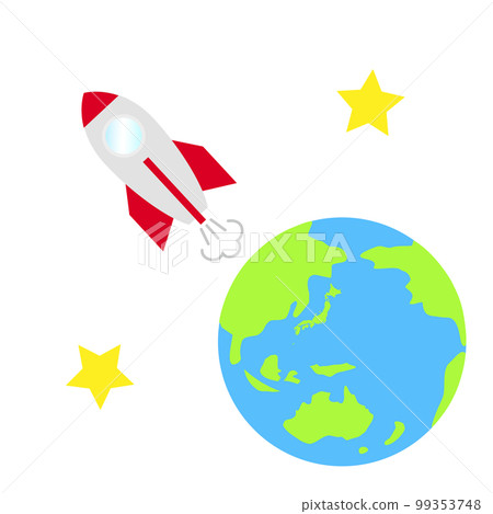 Space travel. A space shuttle flying through space. 99353748