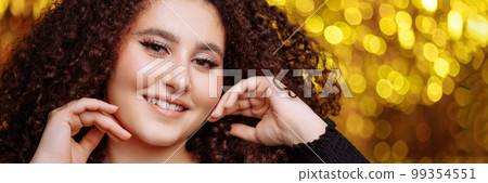 Banner girl with a curly hairstyle Banner girl with a curly hairstyle 99354551