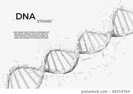 3d dna wireframe, medical innovation. Life gene science graphic, biology or chemistry, genetic abstract texture. Molecules chain. Evolution and mutation sign. Vector technology concept 99354764