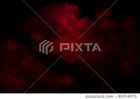 Red powder explosion cloud on black background. Freeze motion of red color dust . Red powder explosion cloud on black background. Freeze motion of red color dust . 99354970