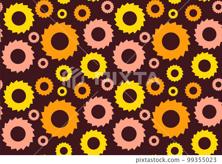 Geometric pattern seamless. Yellow, orange, powder, brown with circles, gears. Vector illustration. 99355023