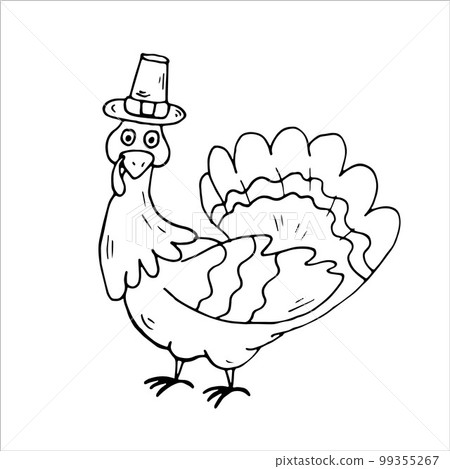 Turkey Coloring Page Thanksgiving day. Isolated Vector Illustration 99355267