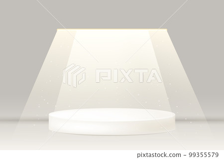 White 3d round podium vector illustration. Stage background. Round pedestal. Stage podium with lighting, Stage Podium Scene White 3d round podium vector illustration. Stage background. Round pedestal. Stage podium with lighting, Stage Podium Scene 99355579