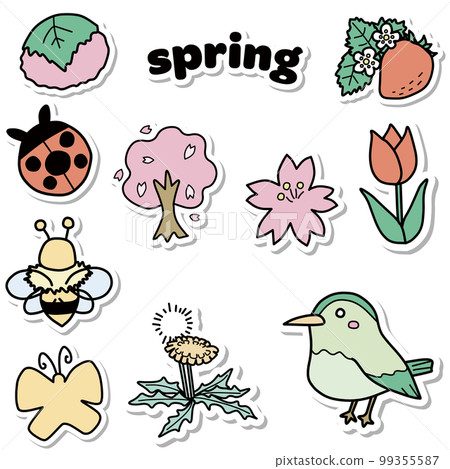 Small color illustration set sticker style inspired by spring 99355587