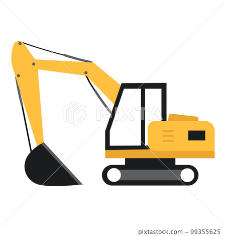 Cartoon style yellow excavator. Heavy construction machine. Cartoon style yellow excavator. Heavy construction machine. 99355625