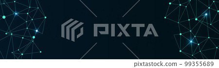 Abstract plexus big data background with dots connecting network of node on. a dark color with neon blue. Abstract plexus big data background with dots connecting network of node on. a dark color with neon blue. 99355689