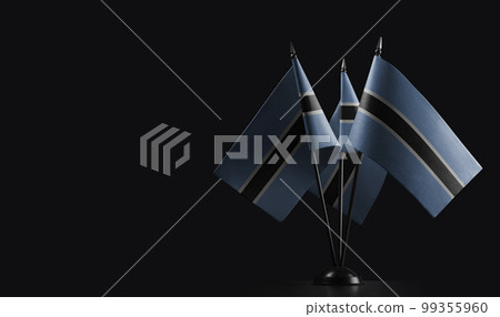 Small national flags of the Botswana on a black background Small national flags of the Botswana on a black background 99355960