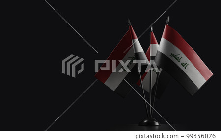 Small national flags of the Iraq on a black background Small national flags of the Iraq on a black background 99356076