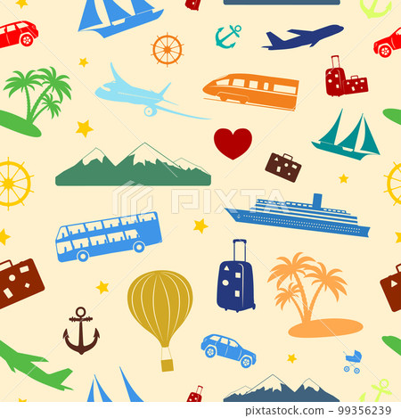 Seamless colored pattern on travel and tourism 99356239