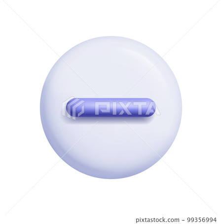 Math 3D icon delete. Lilac arithmetic minus sign on light purple round button. Realistic mesh design element. Vector illustration cross it out 99356994